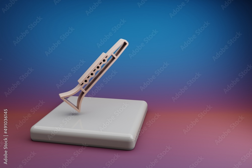 Aufkleber wonderful inclined clarinet. beautiful music symbol icons on a ceramic stand and bright colored back