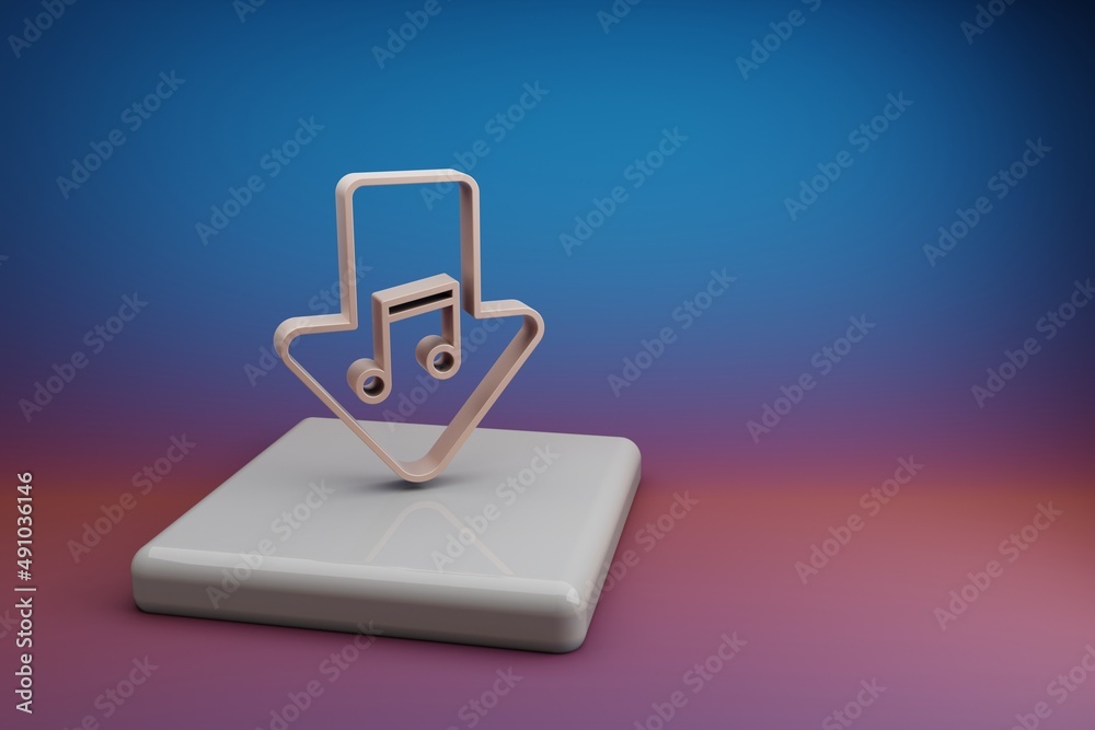 Leinwandbilder wonderful download music. beautiful music symbol icons on a ceramic stand and bright colored backgro