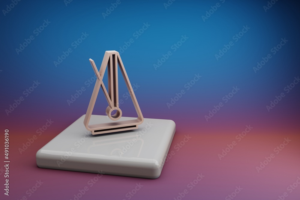 Poster wonderful big metronome. beautiful music symbol icons on a ceramic stand and bright colored backgrou