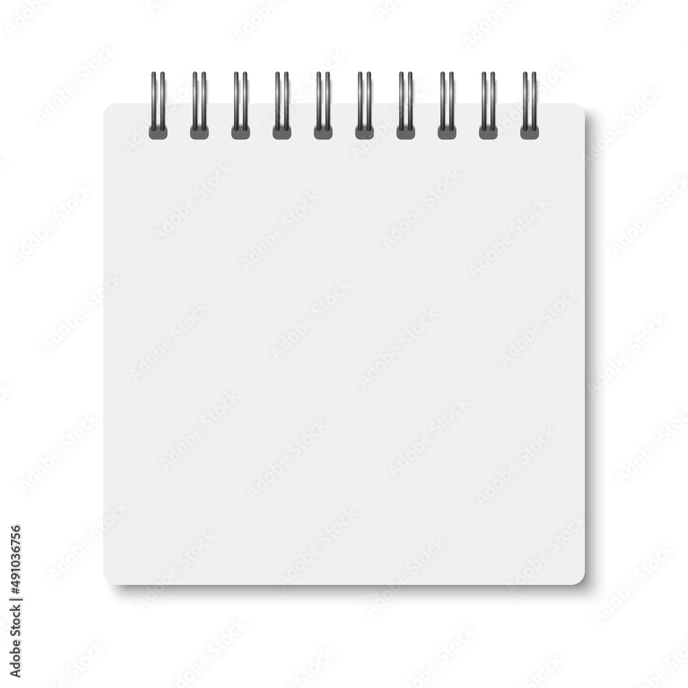 Fototapete white realistic a6 notebook opened with soft shadows.