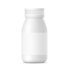 Vector mat white realistic mockup of yogurt bottle with cap and paper label