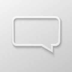 Fototapeta premium Vector white blank speech bubble icon on white gradient background.