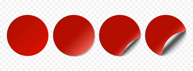 Vector red realistic paper stickers, sell tags isolated on transparent background.
