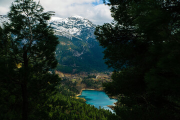 Fototapeta na wymiar Lake under the mountains