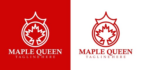 maple queen logo, maple leaf in monoline style