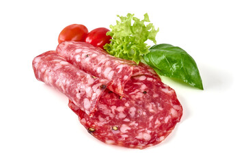 Salami milano, isolated on white background.