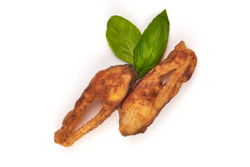 Fried fish steaks, isolated on white background.