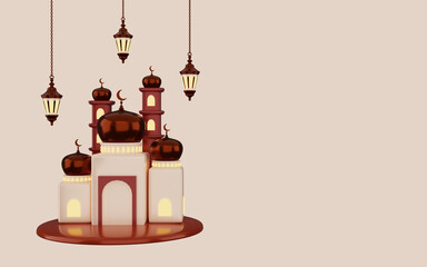 Obraz na płótnie Canvas 3D rendering for ramadan kareem, eid al adha, isra miraj, eid mubarak