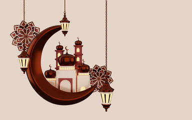 Fototapeta na wymiar 3D rendering for ramadan kareem, eid al adha, isra miraj, eid mubarak