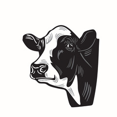 holstein cow logo, great silhouette of breed cattle vector illustration