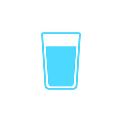 Fototapeta na wymiar eps10 vector illustration of a blue fill water drinking glass icon, cup of drinking symbol in simple flat trendy style isolated on white background, water glass sign for web site, app, logo, and UI