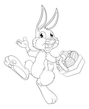 recommend clip art: Easter Bunny Cartoon Rabbit With Eggs Basket