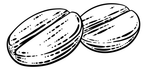 Coffee Beans Illustration Vintage Woodcut Style