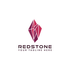 Red stone logo, Red ruby stone logo design vector illustration.