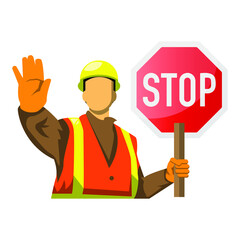 illustration of a person with a stop sign because there is construction going on