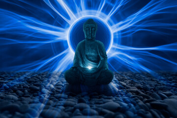 Image of Buddha with energy beams