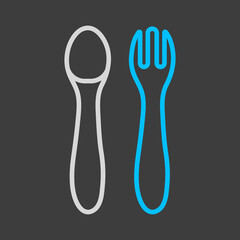 Spoon and fork for baby vector icon