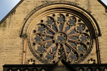 Foto op Canvas Rose window of The Welsh Presbyterian Church in Chester,UK. © Luigi Petro