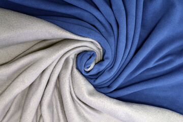 niebieski i siwy materiał wełna jako tekstura lub tło na pulpit . Kompozycja dla tekstury. - obrazy, fototapety, plakaty