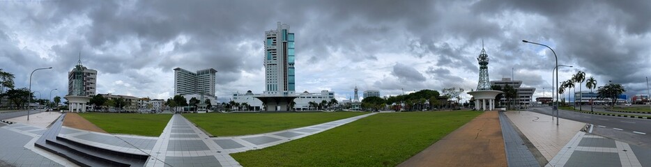19 May 2021.Wednesday. panorama Sibu town square commercial centers in Sibu Sarawak Malaysia.