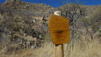 A wilderness boundary sign in the Arizona mountains
