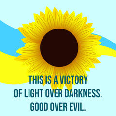 Sunflower on ukrainan flag. Peace in the world. Stop war.