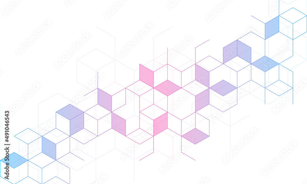 Poster Abstract geometric background with isometric vector blocks, polygon shape pattern