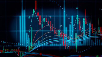 Candlestick graph chart of stock and forex market to represent the revenue growth. the stock market...