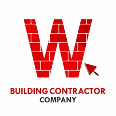 Letter w with brick logo template illustration. suitable for web, building construction company, etc