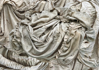  White vintage crumpled fabric drape background