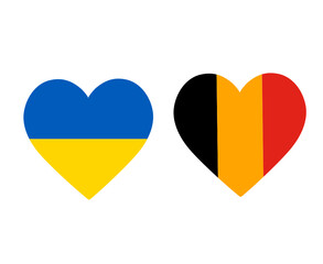 Ukraine And Belgium Flags National Europe Emblem Heart Icons Vector Illustration Abstract Design Element
