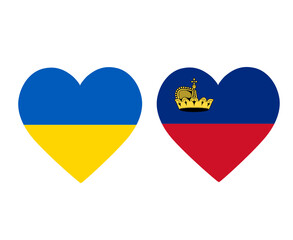 Ukraine And Liechtenstein Flags National Europe Emblem Heart Icons Vector Illustration Abstract Design Element