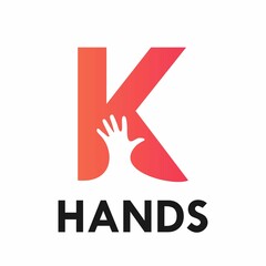 Fototapeta premium letter k with hands logo template illustration. suitable for partnership, identity, symbol, support, teamwork, web, outline etc