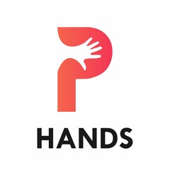 letter p with hands logo template illustration. suitable for partnership, identity, symbol, support, teamwork, web, outline etc