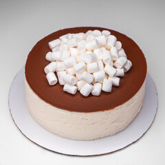 Homemade soufflé cake with marshmallow