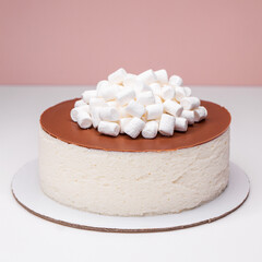 Homemade soufflé cake with marshmallow