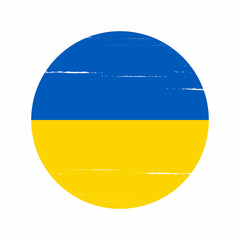 Ukraine Flag Circle shape Painted Brush Vector illustration. Concept  Circle shape Brush illustration Ukraine flag