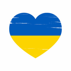 Ukraine Flag Love shape Painted Brush Vector illustration. Concept  Love shape Brush illustration Ukraine flag