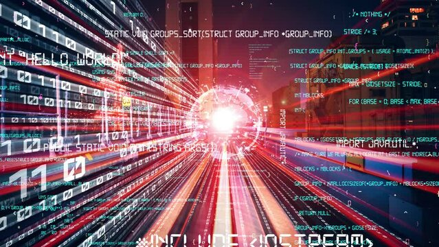 Software development, application programming code and tacit computer coding . Concept of smart digital transformation and technology disruption that changes global trends in new information era .