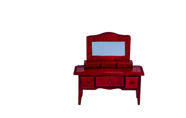 doll wooden mahogany furniture on a white background,