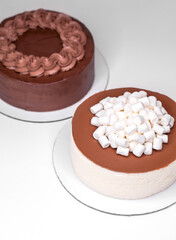 Homemade soufflé cake with marshmallow