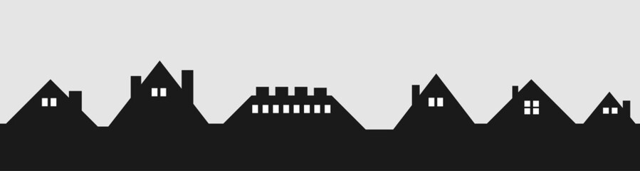 Fototapeta na wymiar Roofs house silhouette icon, city concept template panorama, landscape vector illustration