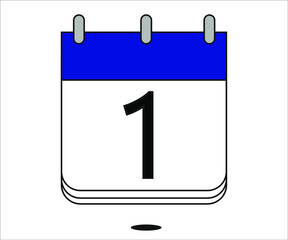 day 1 blue calendar icon with white background