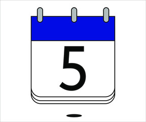 day 5 blue calendar icon with white background