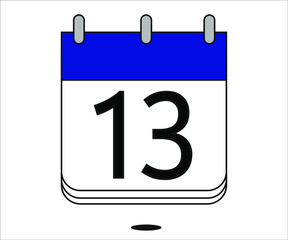 Fototapeta premium day 13 blue calendar icon with white background