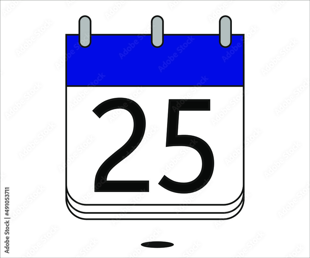 Wall mural day 25 blue calendar icon with white background