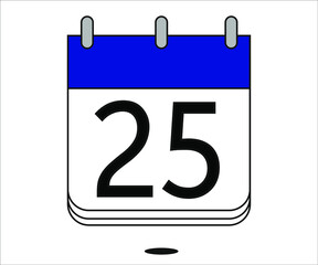 day 25 blue calendar icon with white background