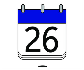 day 26 blue calendar icon with white background