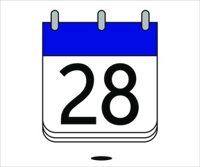 day 28 blue calendar icon with white background