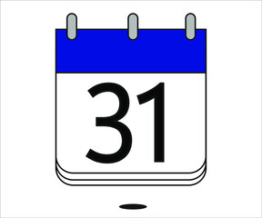 day 31 blue calendar icon with white background